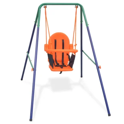 vidaXL Toddler Swing Set with Safety Harness - Secure & Fun Outdoor Play Orange