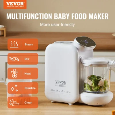 VEVOR 5-in-1 Baby Food Maker, Powerful 430W, 750ml Tritan Bowl, SUS304 Stainless Steel, Steamer, Blender, Grinder, and More
