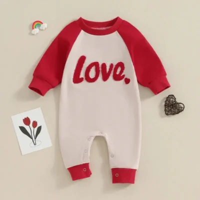 Adorable Romper LOVE for Babies - Soft Cotton Blend, Snap Closures, Sizes 0-18 Months