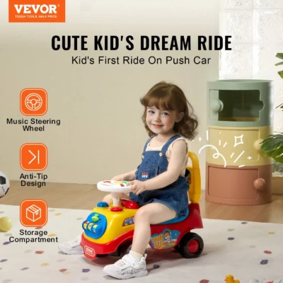 VEVOR Ride On Push Car for Toddlers Ages 1-3 | Sit to Stand Classic Kids Ride-On Toy with Music, Horn & Storage | Perfect for Boys & Girls