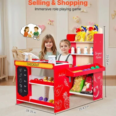 VEVOR Kids Grocery Store Playset - Supermarket Toy Set with Cash Register, Creative Role-Playing, High-Quality Wood, Perfect Gift for Children