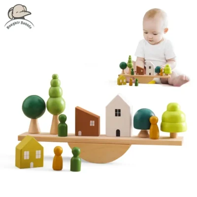 Montessori Wooden Stacking & Threading Toy for Children - Educational Playset in Fun Themes