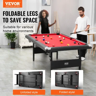 VEVOR Billiards Table - 7 ft Pool Table | Portable & Foldable Space-Saving Design