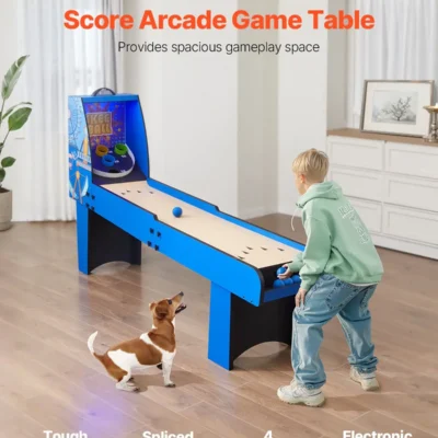 VEVOR 8' Roll and Score Classic Arcade Game Table - Indoor Arcade Machine with Electronic Scorer, Sound Effects, Automatic Ball Return for Family Recreation & Game Rooms, Includes 4 Balls