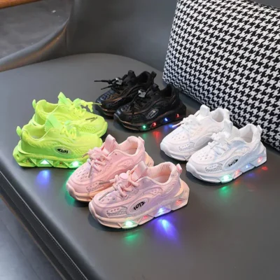 Breathable Children's Sneakers with Multicolor LED
